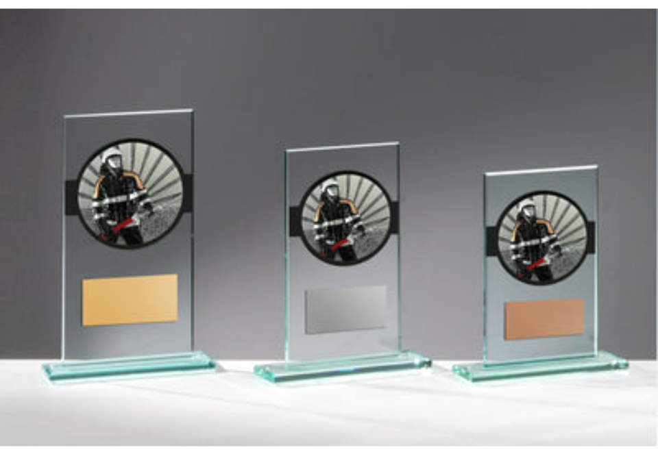 Glas Pokal Feuerwehr FG039 - 19 cm / Transparent Schwarz