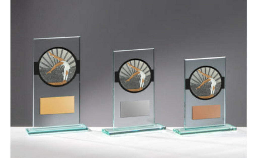 Glas Pokal Turnen Frauen FG050 - Transparent Schwarz / 19 cm