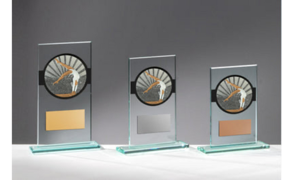 Glas Pokal Turnen Frauen FG050 - Transparent Schwarz / 19 cm