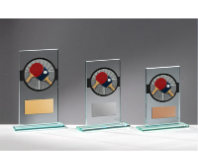 Glas Pokal Tischtennis FG015 - Transparent Schwarz / 17 cm