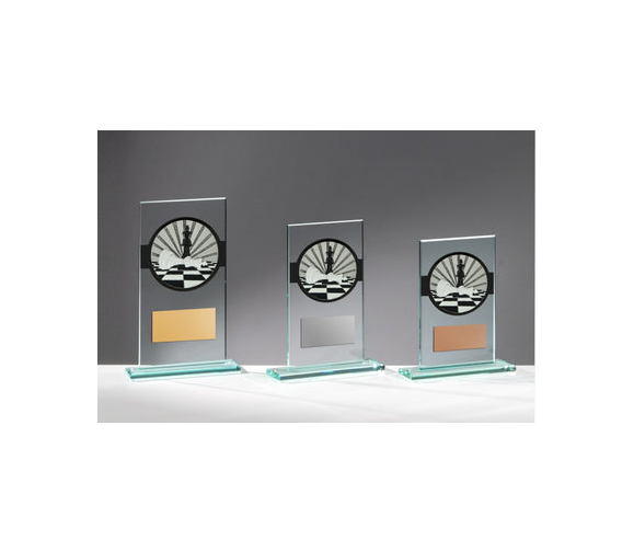 Glas Pokal Schach FG072 - Transparent Schwarz / 19 cm