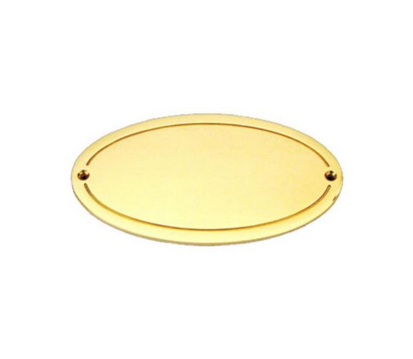 Messing oval mit Randgravur / M1 / M10 - Gold / 105x53 x4 mm / M1 poliert + lackiert