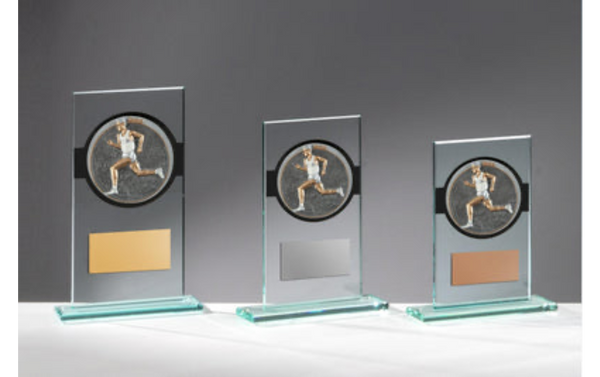 Glas Pokal Laufen Männer FG030 - Transparent Schwarz / 19 cm