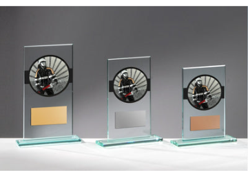 Glas Pokal Feuerwehr FG039 - 19 cm / Transparent Schwarz