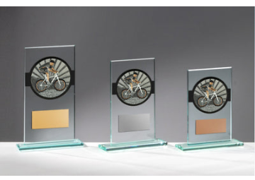 Glas Pokal Mountainbike FG062 - Transparent Schwarz / 15 cm