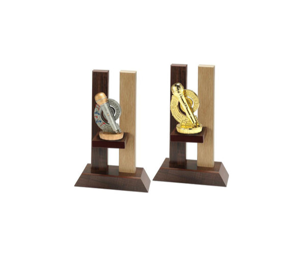Holz Trophäe Mikrofon FX025/P025 - Auswahl Gold / 23 cm