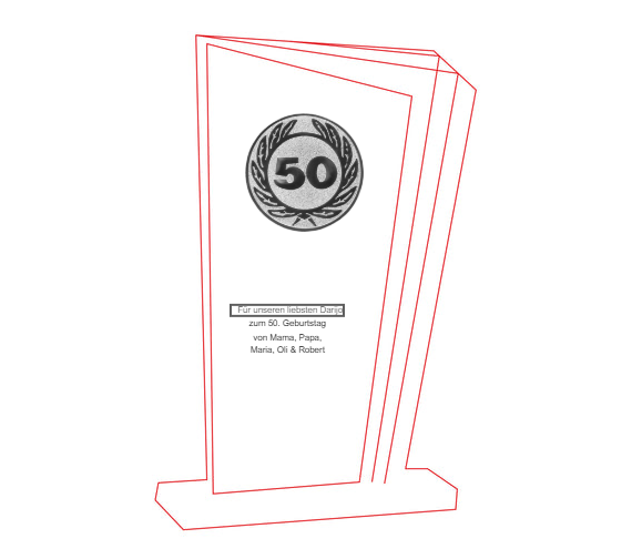 Glas Pokal 172-4 Lasergravur - 21 cm Silber / Laser-Gravur