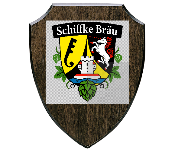 Holztafel Wappen H7 - Farbdruck - Braun / 200x255 mm