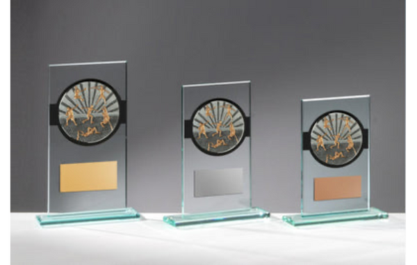 Glas Pokal Leichtathletik FG055 - Transparent Schwarz / 19 cm