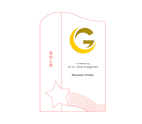 Glas Pokal 137-1 - Gold / 19 cm / Laser-Gravur