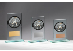 Glas Pokal Fußballspieler FG029 - 19 cm / Transparent Schwarz