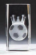 3D Fußball mit Krone im Glasblock