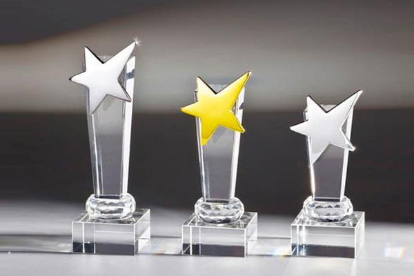 Kristallglas mit Metallstern 67281X