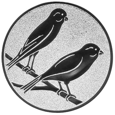 Emblem Vögel  Kanarien (50mm Silber)