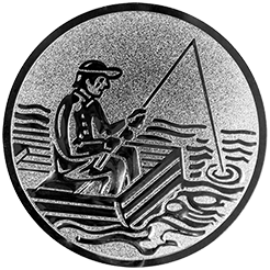 Emblem Angler im Boot (25mm Silber)