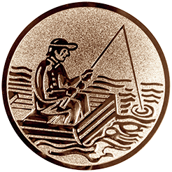 Emblem Angler im Boot (25mm Bronze)
